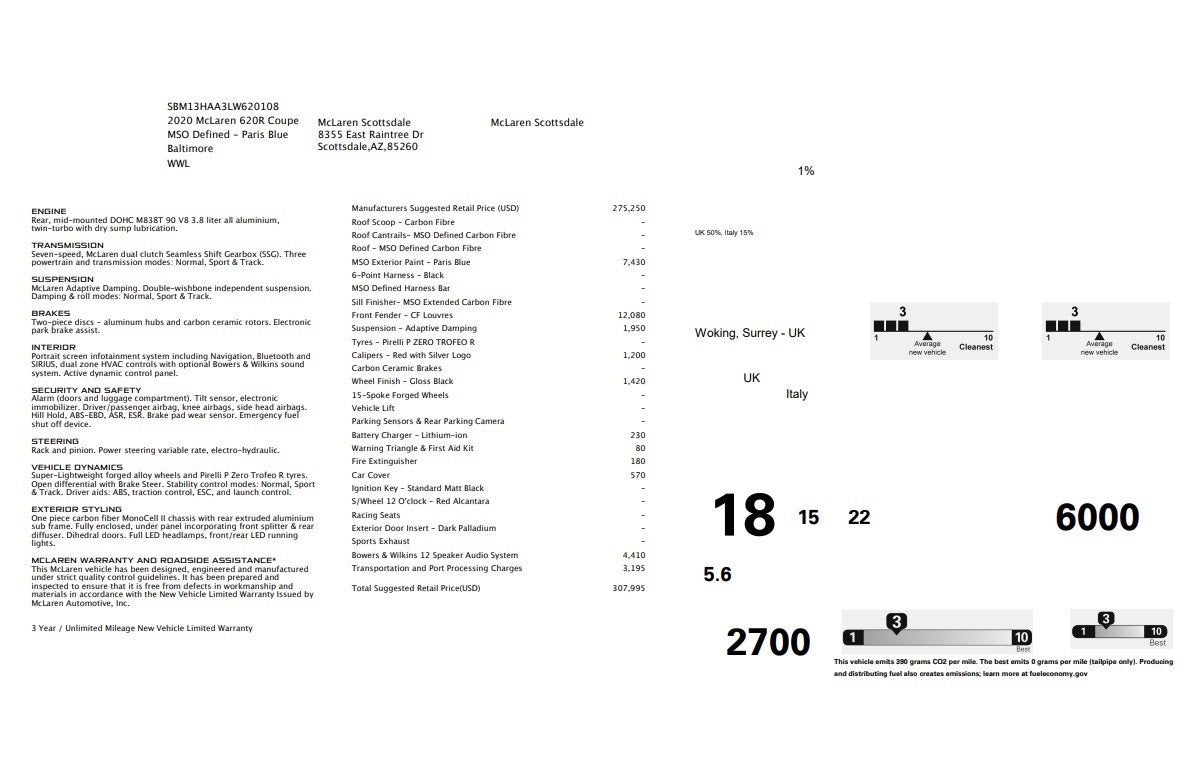 McLaren 620 Base 2020